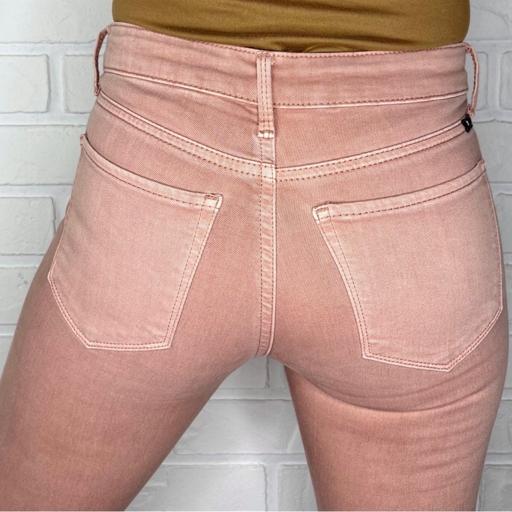 LUCKY BRAND Ava pink skinny mid rise raw step hem jeans 24